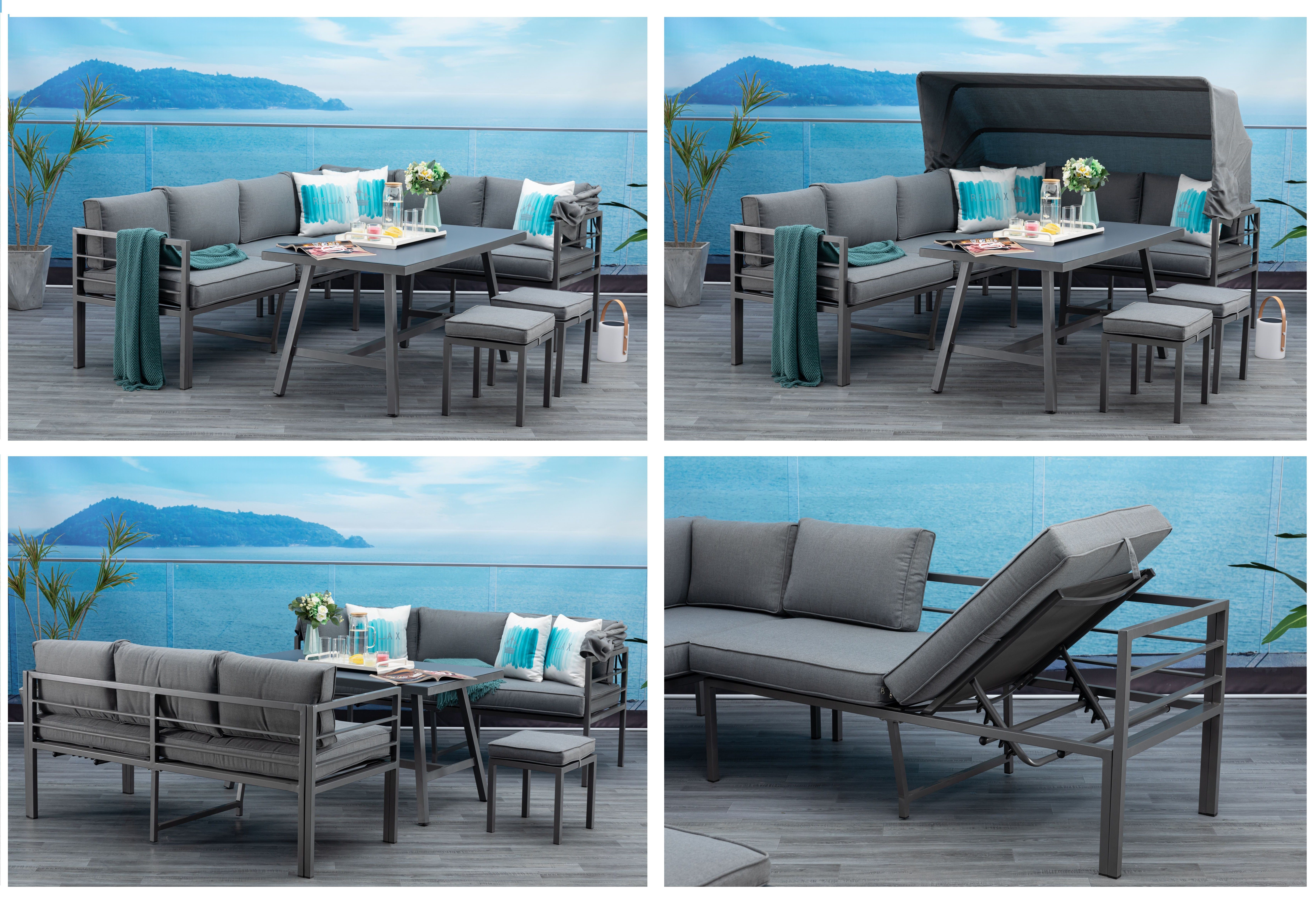 MANDALIKA Garden Gartenlounge-Set Newport anthrazit Gartenmöbelset günstig online kaufen