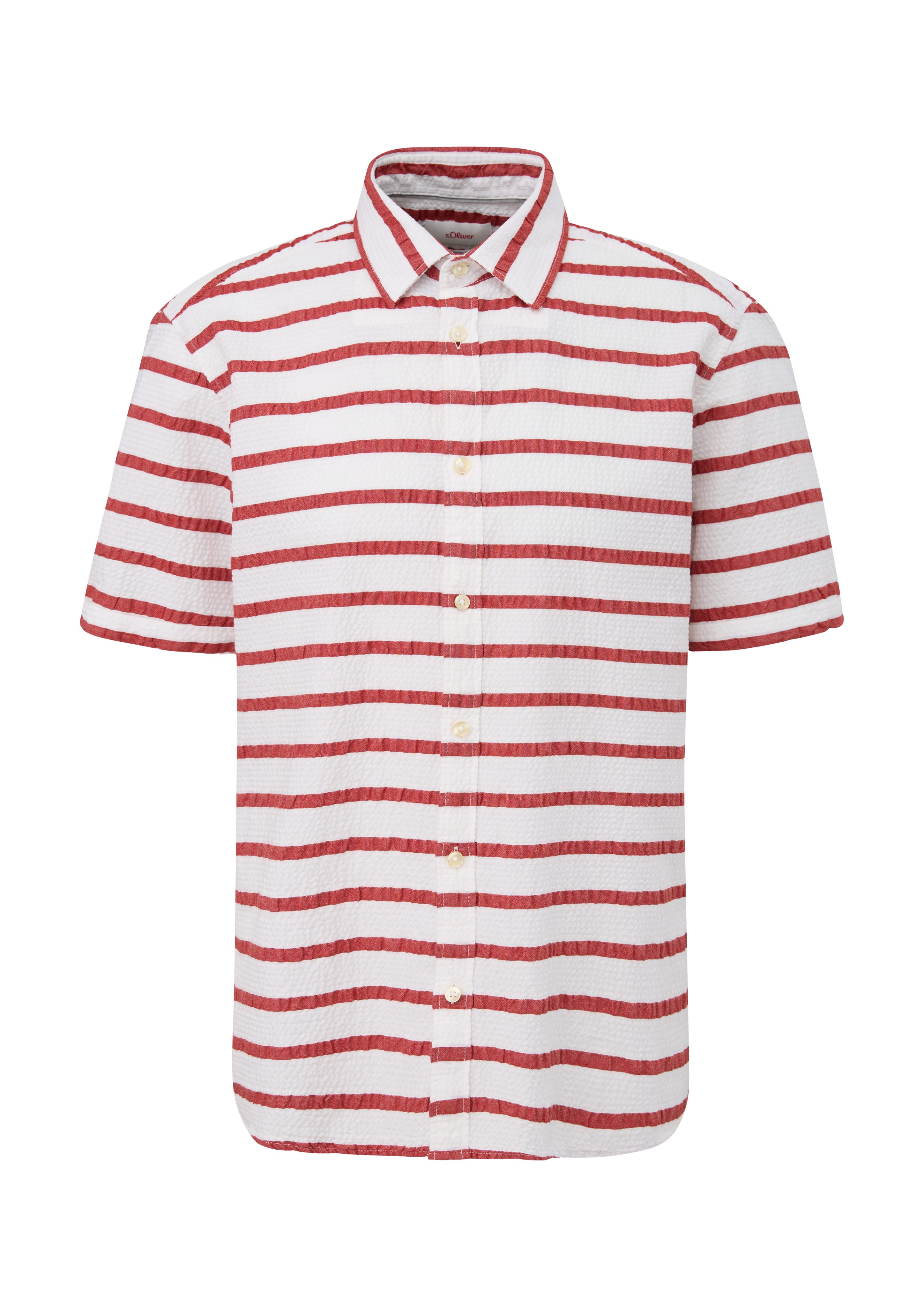 s.Oliver preiselbeere Regular: Kurzarmhemd Kurzarmhemd im Streifendesign