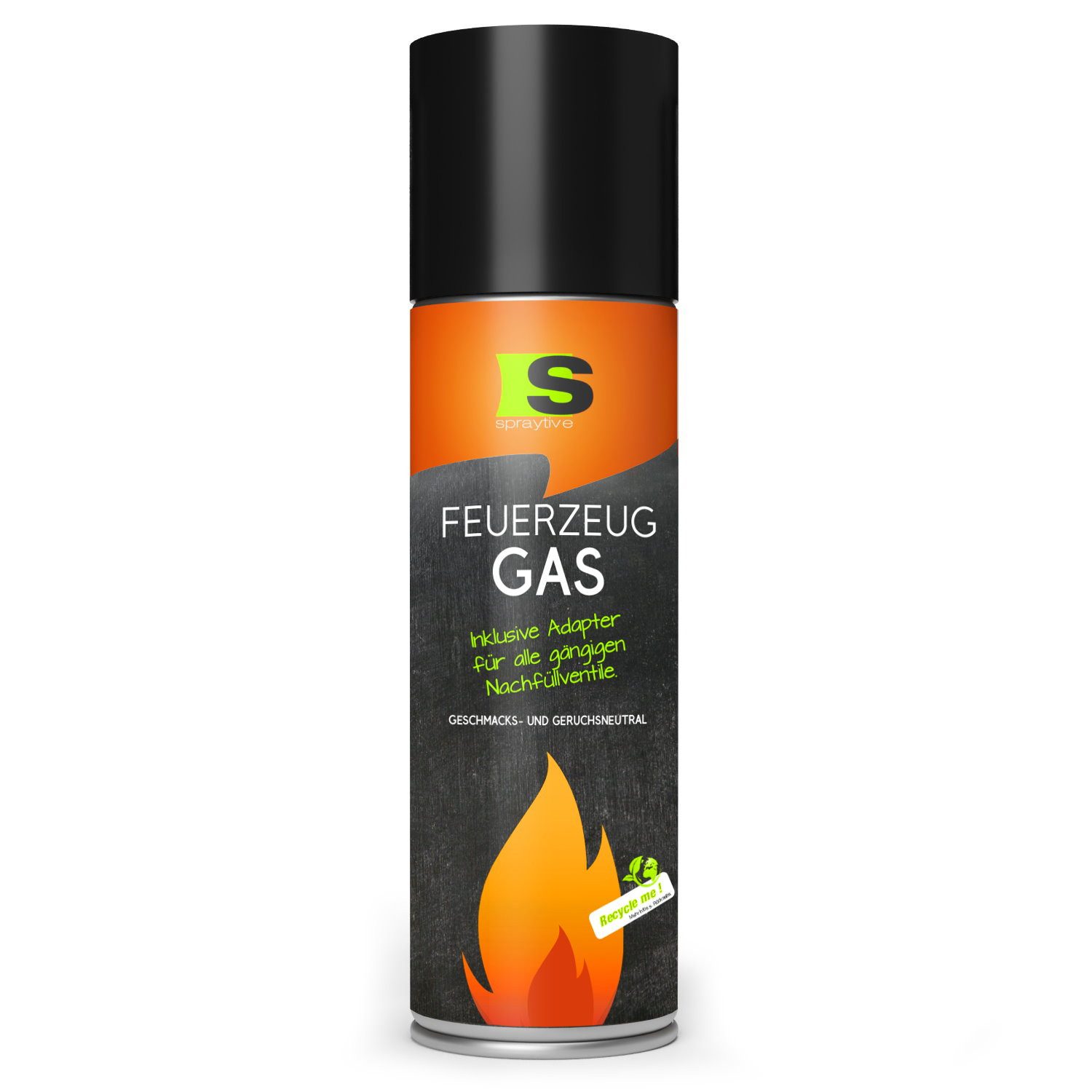 Spraytive Gaskartusche 1 x 500ml XXL Butangas für Flambierbrenner & Feuerzeuge - Feuerzeuggas, Made in Germany