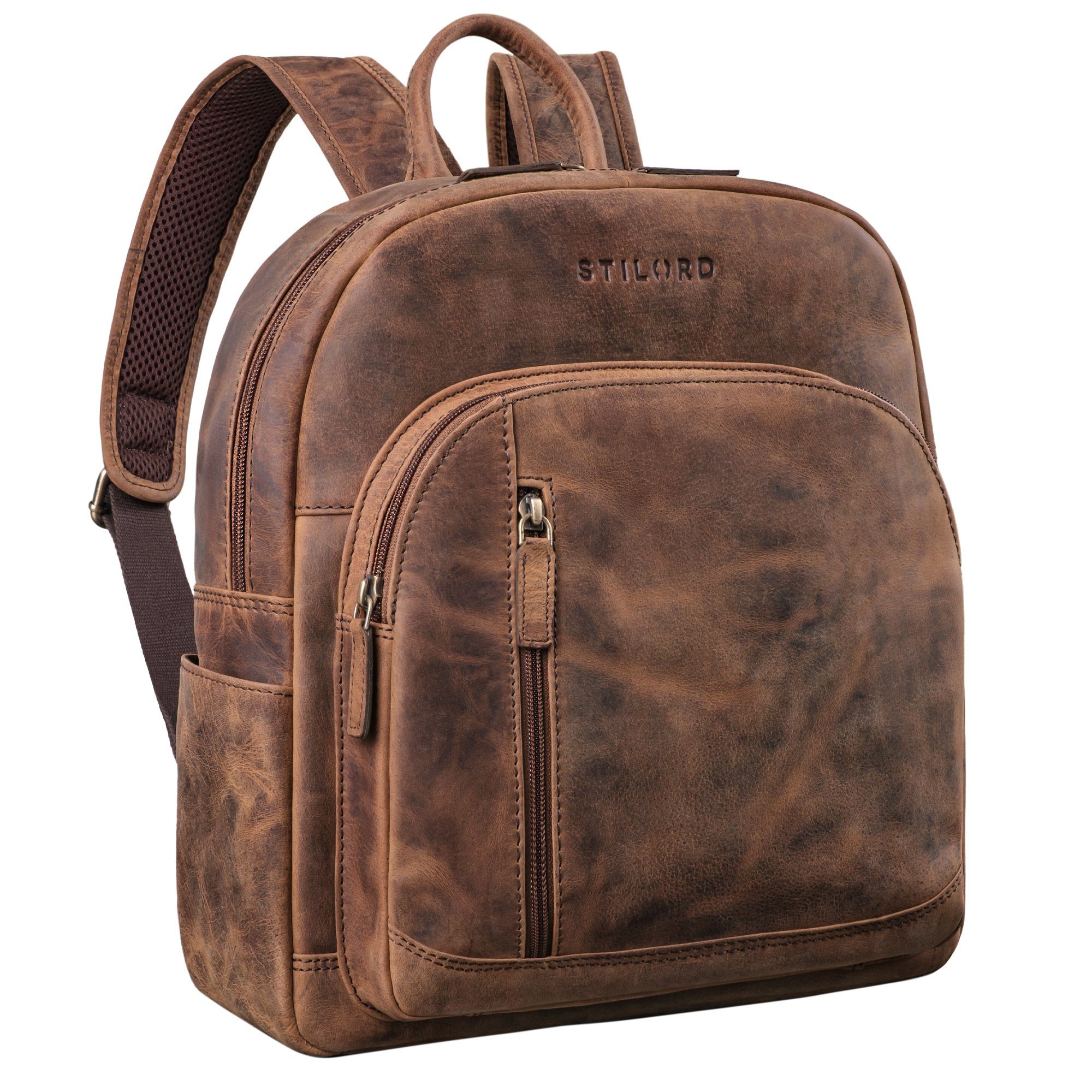 STILORD Cityrucksack "Bente" Handlicher Rucksack Damen Leder