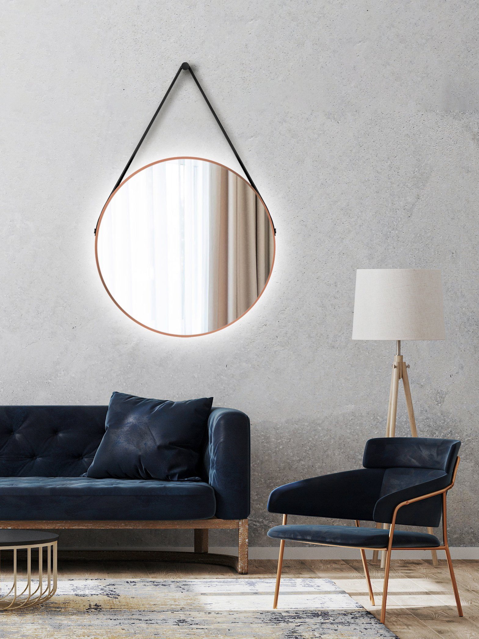 Talos LED-Lichtspiegel, rund, mit indirekter LED Beleuchtung, matt Ø 80 cm