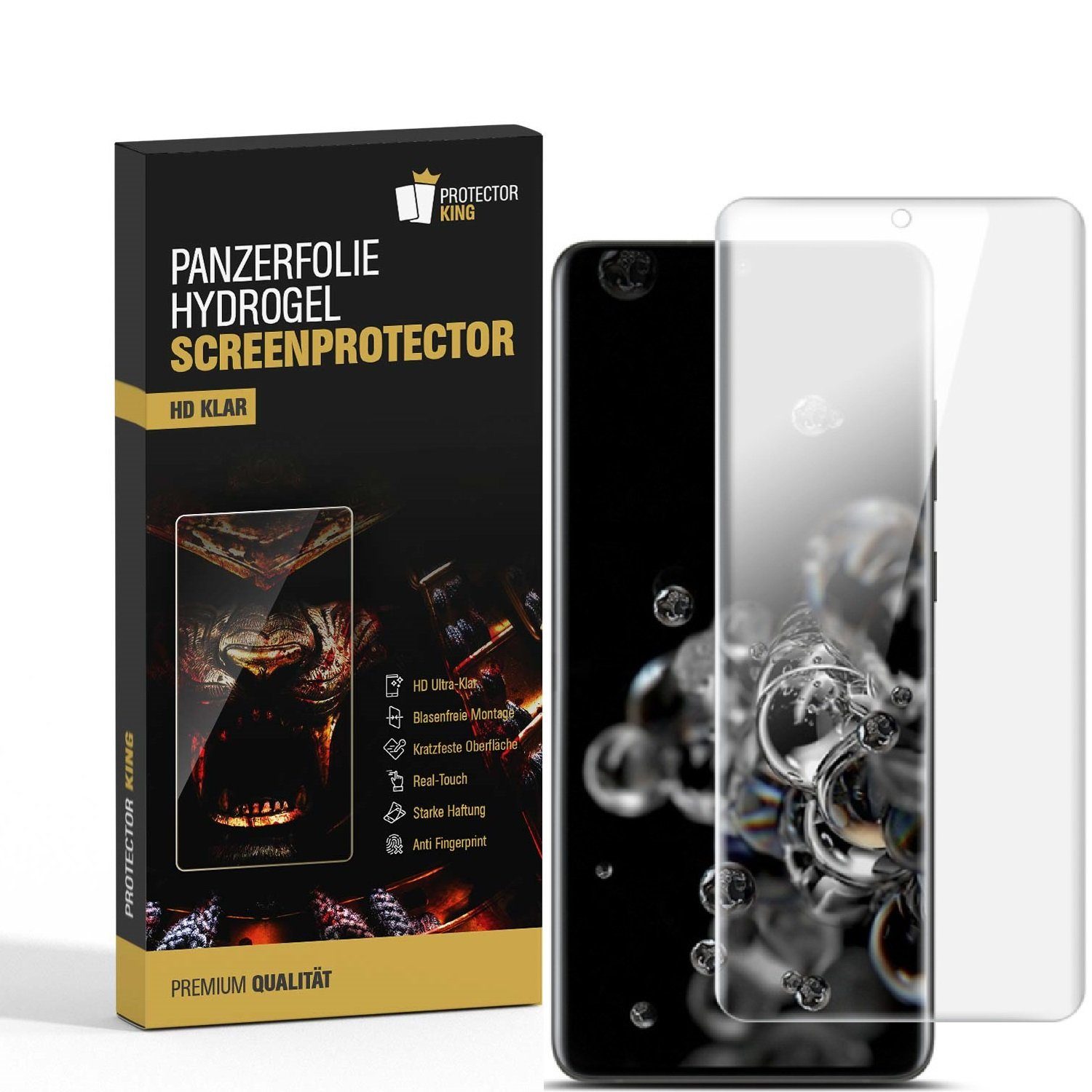 Protectorking Schutzfolie 4x Panzerhydroglas für Samsung Galaxy S20 Ultra  FULL CURVED 3D KLAR, (4-Stück), Displayschutzfolie, Panzer Schutz, NANO  ANTI-SHOCK HD KLAR