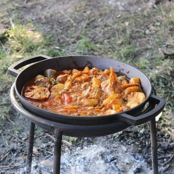 4BIG.fun Bratpfanne Ø36cm Gusseisenpfanne Gusseisen Bräter Schmortopf, Gusseisen (Servierpfanne / Schmorpfanne mit Deckel aus Gusseisen), abschraubbarer Griff, Induktion