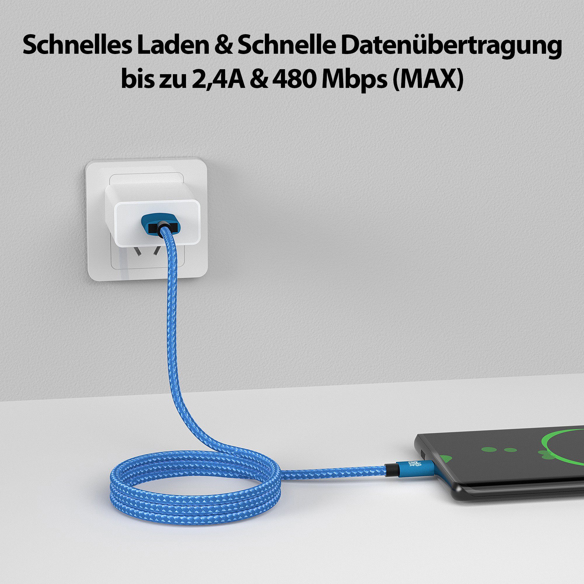 JAMEGA Micro USB Kabel Ladekabel Daten für Tablet Samsung Huawei PS4 XBOX LG USB-Kabel, USB, Micro USB, (200 cm) – Bild 2 von 5