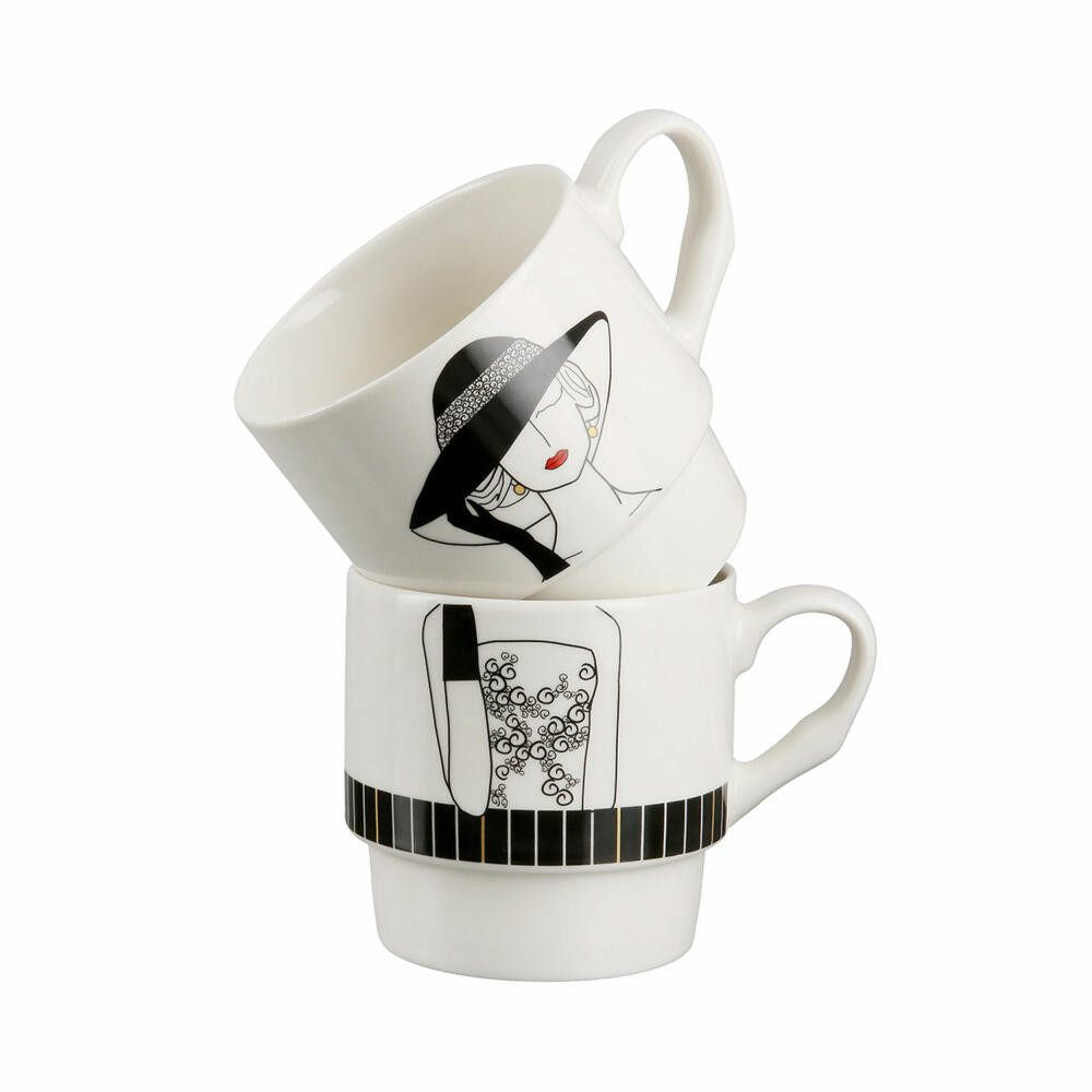 GILDE Tasse zylindrisch Lady mit Hut, Porzellan
