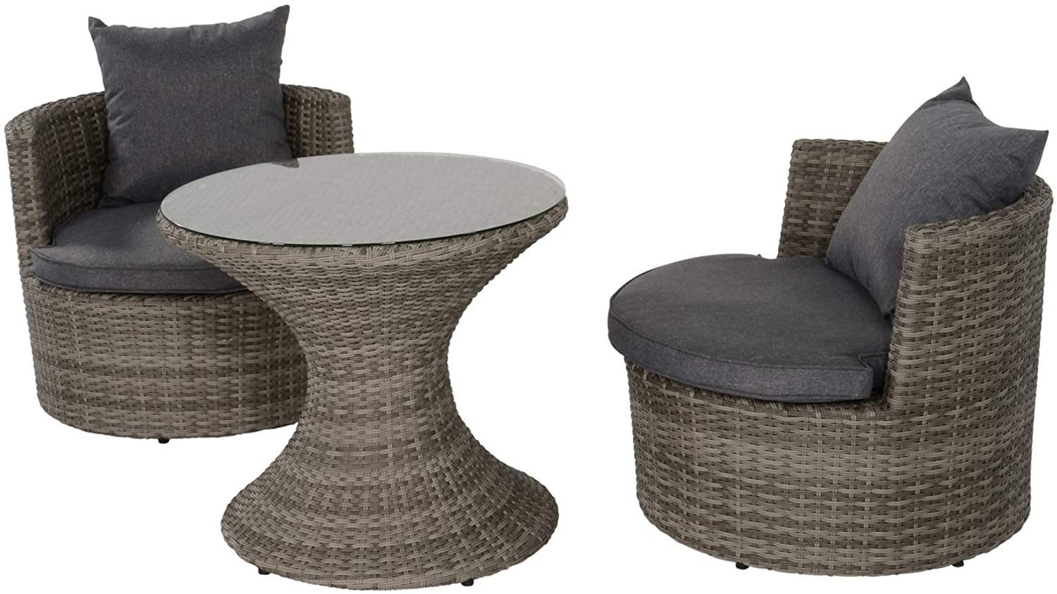 Lesli Living Gartenlounge-Set Balkon Set Balkonmöbel Loungemöbel Gartenmöbel Set 3teilig, (3-tlg)