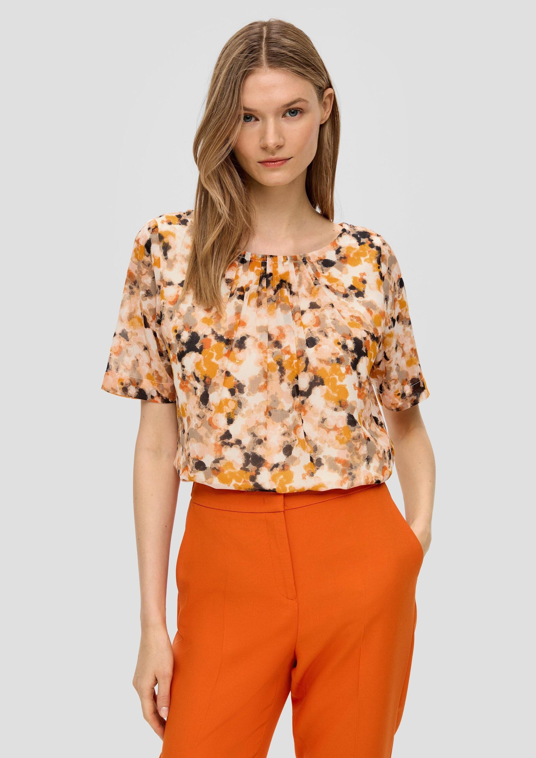 s.Oliver Kurzarmbluse Bluse Semitransparente Chiffon-Bluse