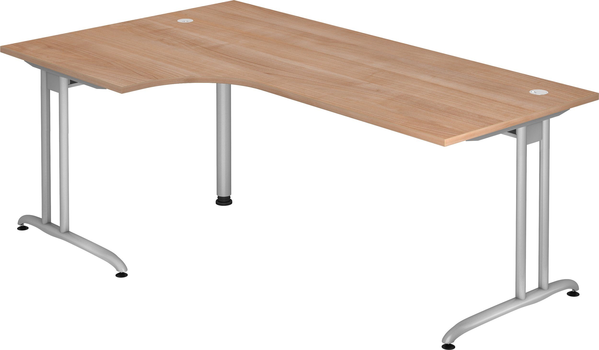 bümö Schreibtisch Schreibtisch Serie-B, Eckform: 200 x 120 cm - Dekor: Nussbaum