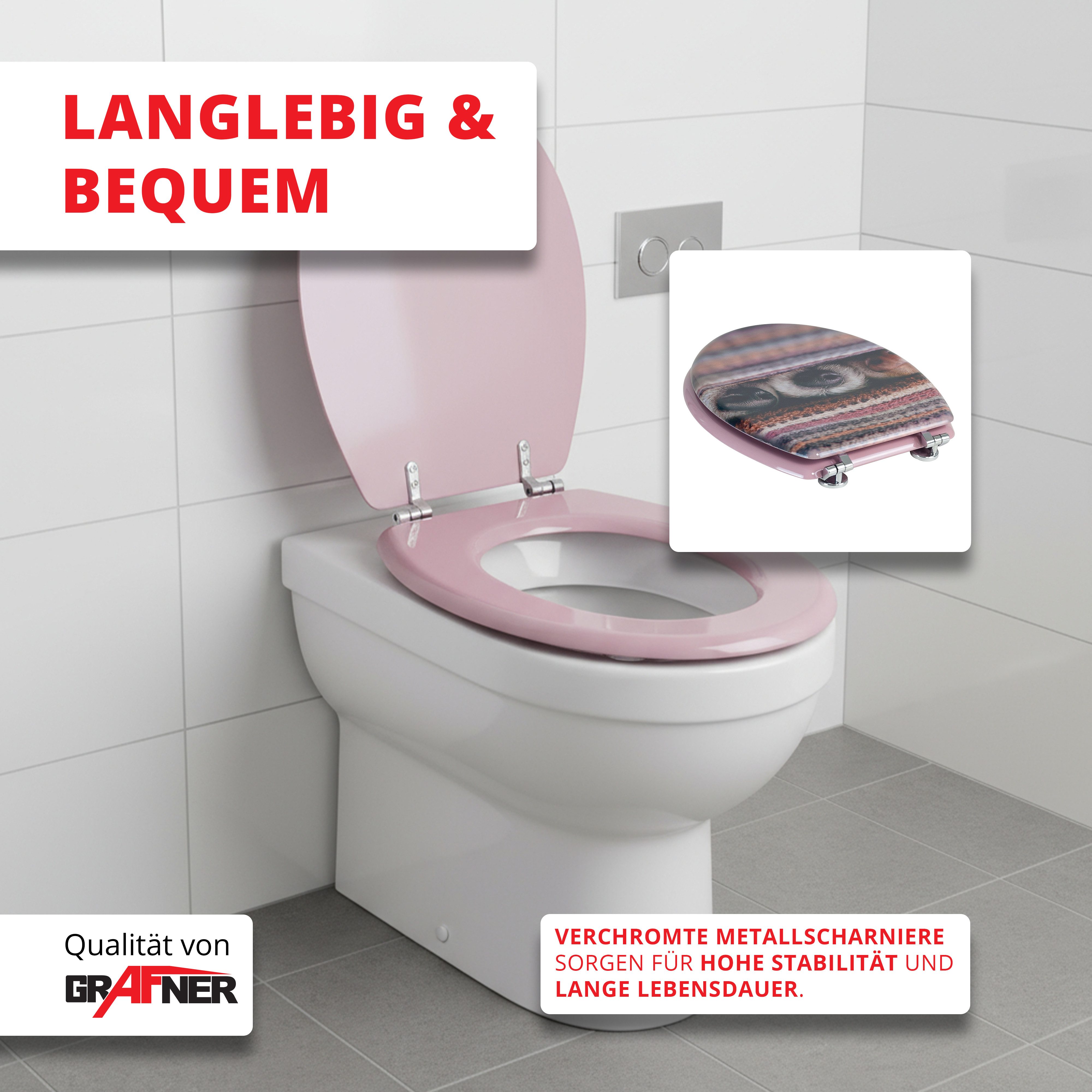 Grafner WC-Sitz WC Sitz aus MDF Toilettensitz mit Absenkautomatik verschiedene Motive, Absenkautomatik