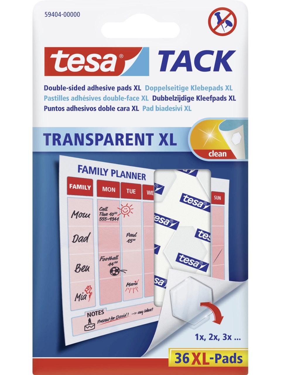 tesa Klebepad tesa Doppelseitige Klebepads XL, 36 Klebepunkte