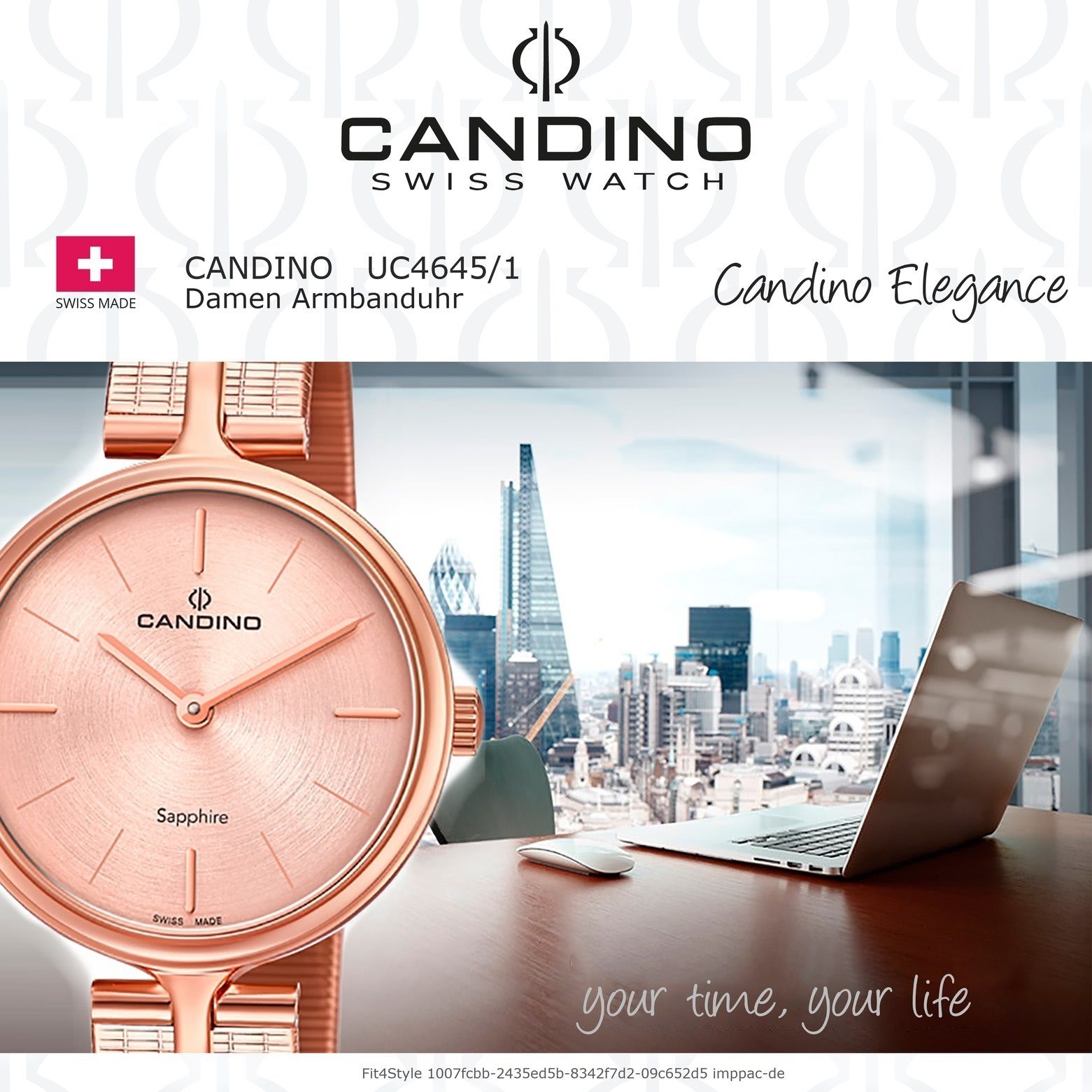 rosegold, Analog rund, Damen Fashion Armbanduhr Damen Quarzuhr Uhr Candino Candino Edelstahlarmband C4645/1,