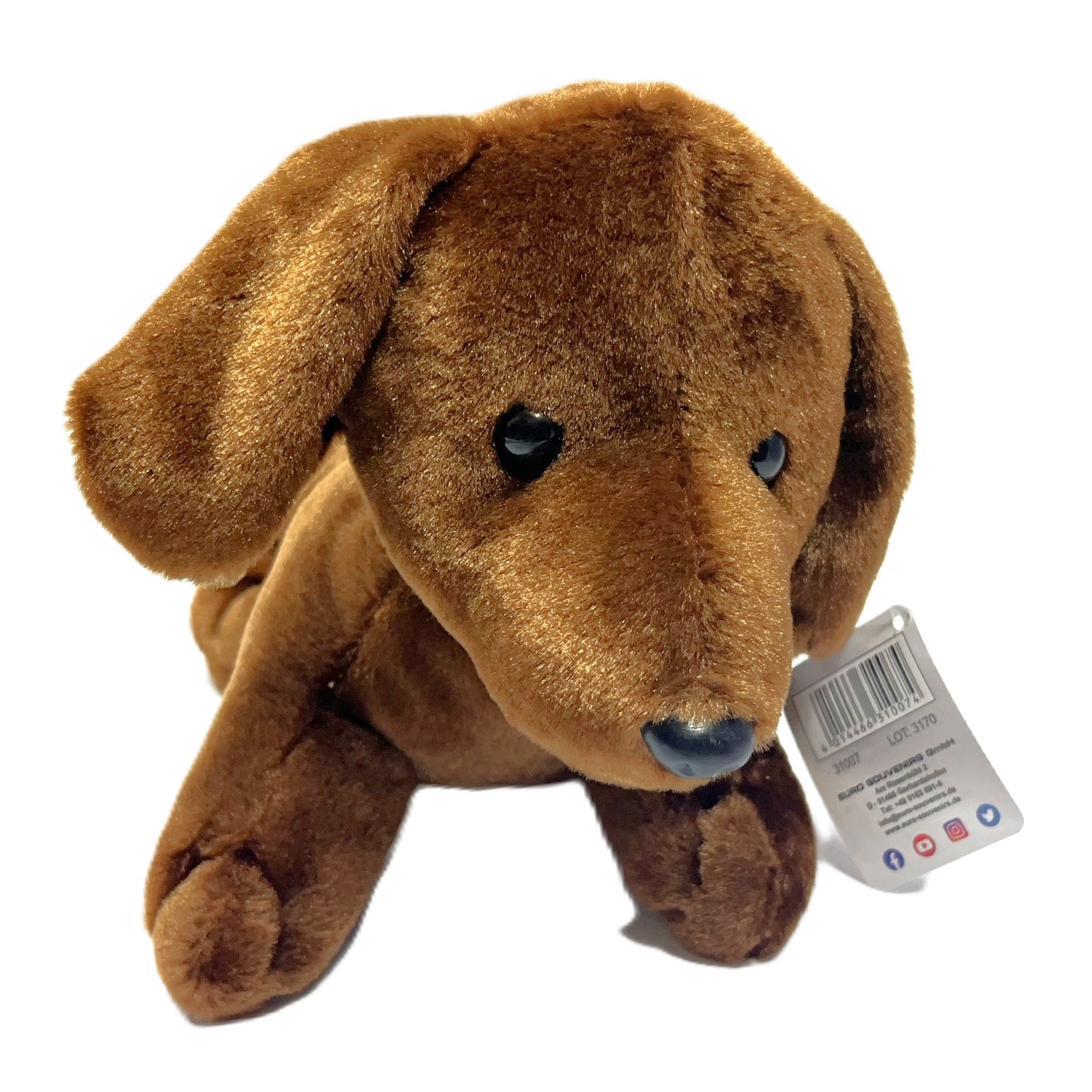 Euro Souvenirs Plüschfigur Stoff Plüsch Hund Dackel Braun 36 cm, Extra Weich