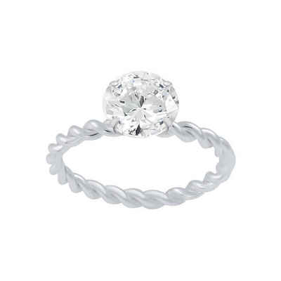 BUNGSA Fingerring Ring gedreht mit Kristall aus 925 Silber Damen (Ring)