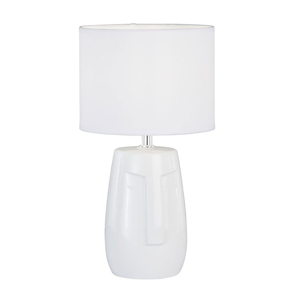 FISCHER & HONSEL Tischleuchte, Leuchtmittel nicht inklusive, Tischlampe Leseleuchte Keramik Stoff weiß E14 H 39 cm