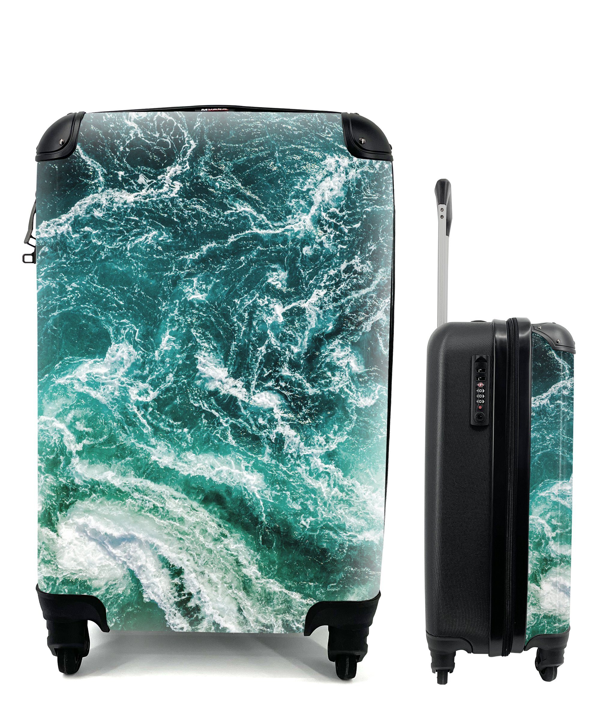 MuchoWow Handgepäckkoffer Ozean - Wasser - Meer - Luxus - Grün - Türkis, 4 Rollen, Reisetasche mit rollen, Handgepäck für Ferien, Trolley, Reisekoffer