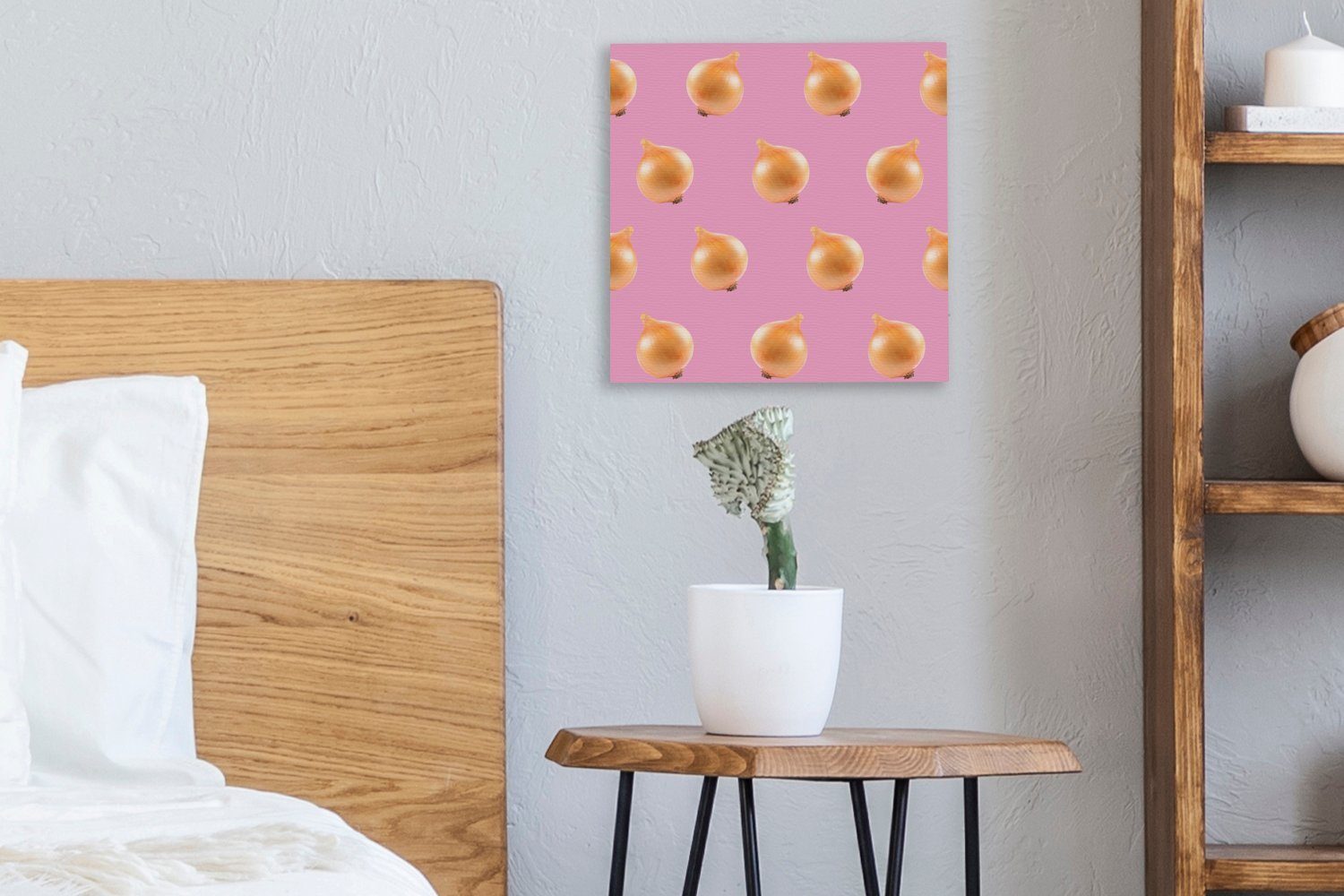 OneMillionCanvasses® Leinwandbild Gemüse - Schlafzimmer Bilder Rosa, Leinwand (1 Wohnzimmer Zwiebeln für - St)