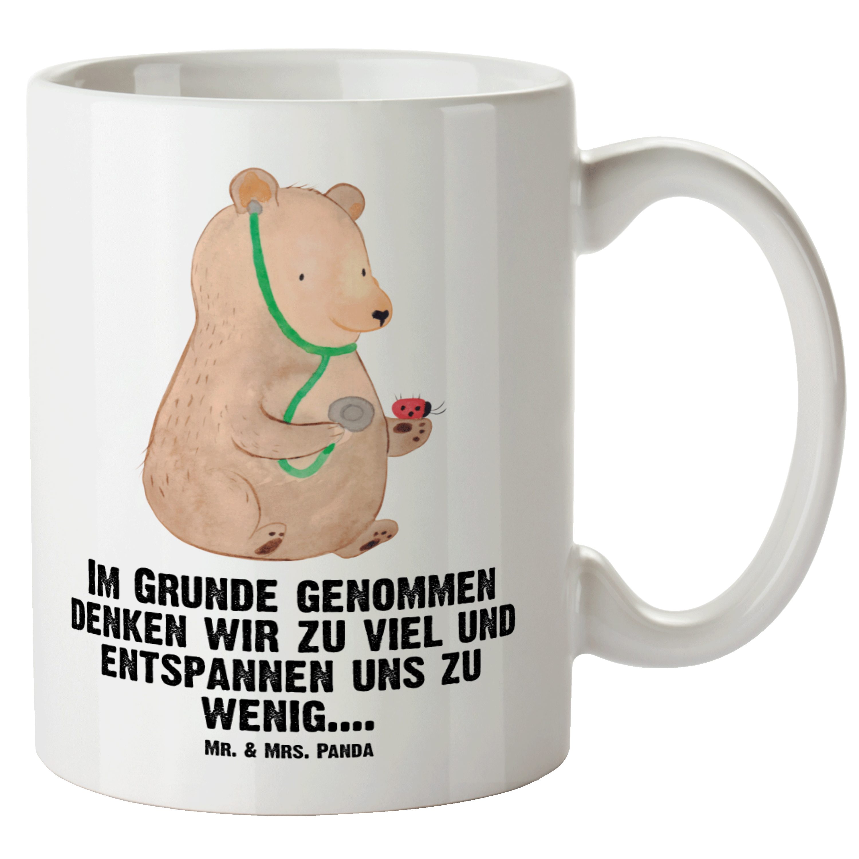 Mr. & Mrs. Panda Tasse Bär Arzt - Weiß - Geschenk, Ärztin, Professor, Grosse Kaffeetasse, sp, XL Tasse Keramik