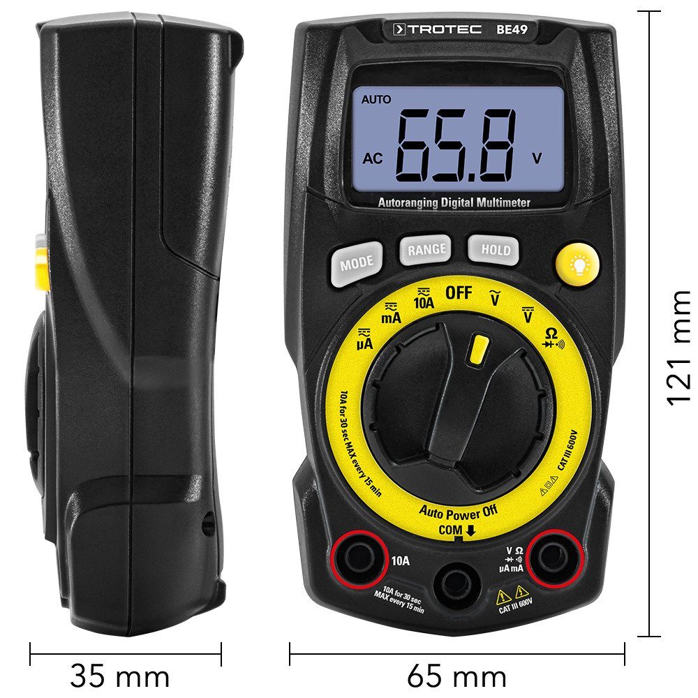TROTEC Multimeter BE49, Digitales Multifunktionsmessgerät Digital-Multimeter