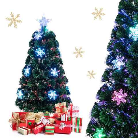 COSTWAY Künstlicher Weihnachtsbaum, mit 85 PVC Nadeln, 12 LEDs, Sternspitze