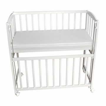 Dedstore-Baby Beistellbett mit Matratze 90x40 cm Höhenverstellbar Komplett Set Weiß Baby Bett, Made in Europe