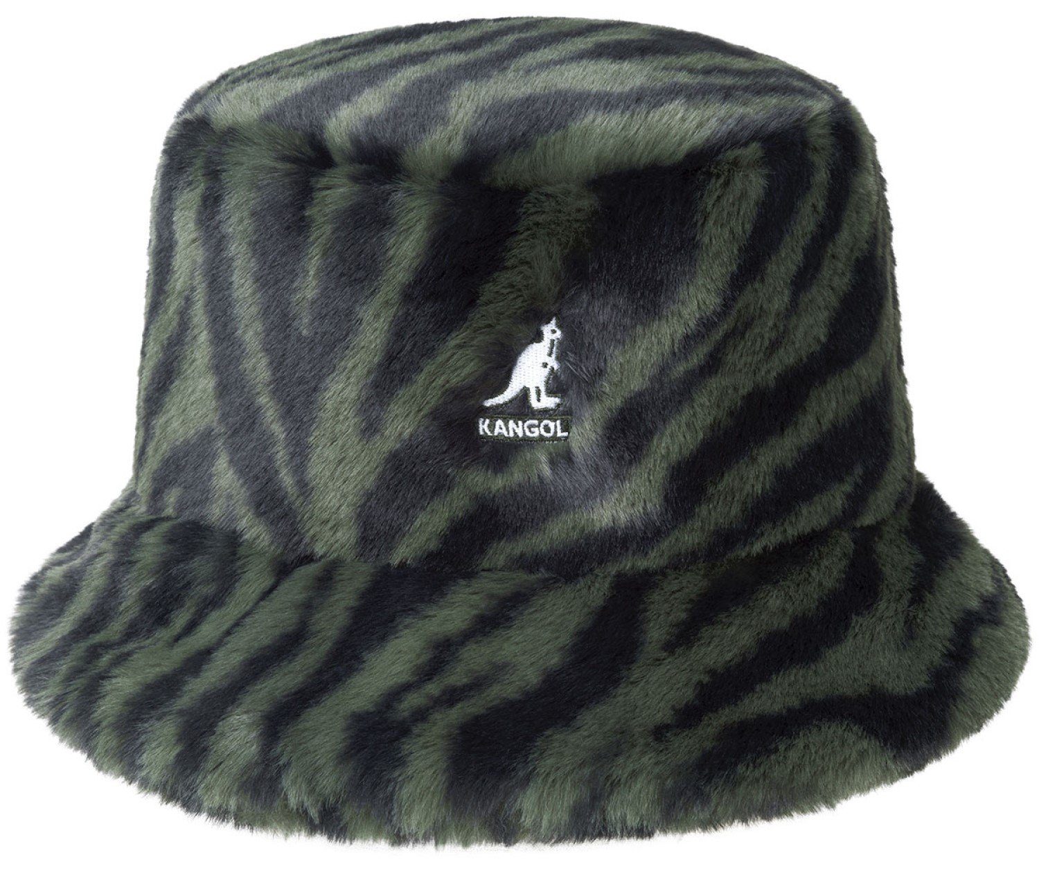 Kangol Fischerhut kuscheliger Bucket Hat aus sz-oliv Fake-Fur Plüsch OZ300