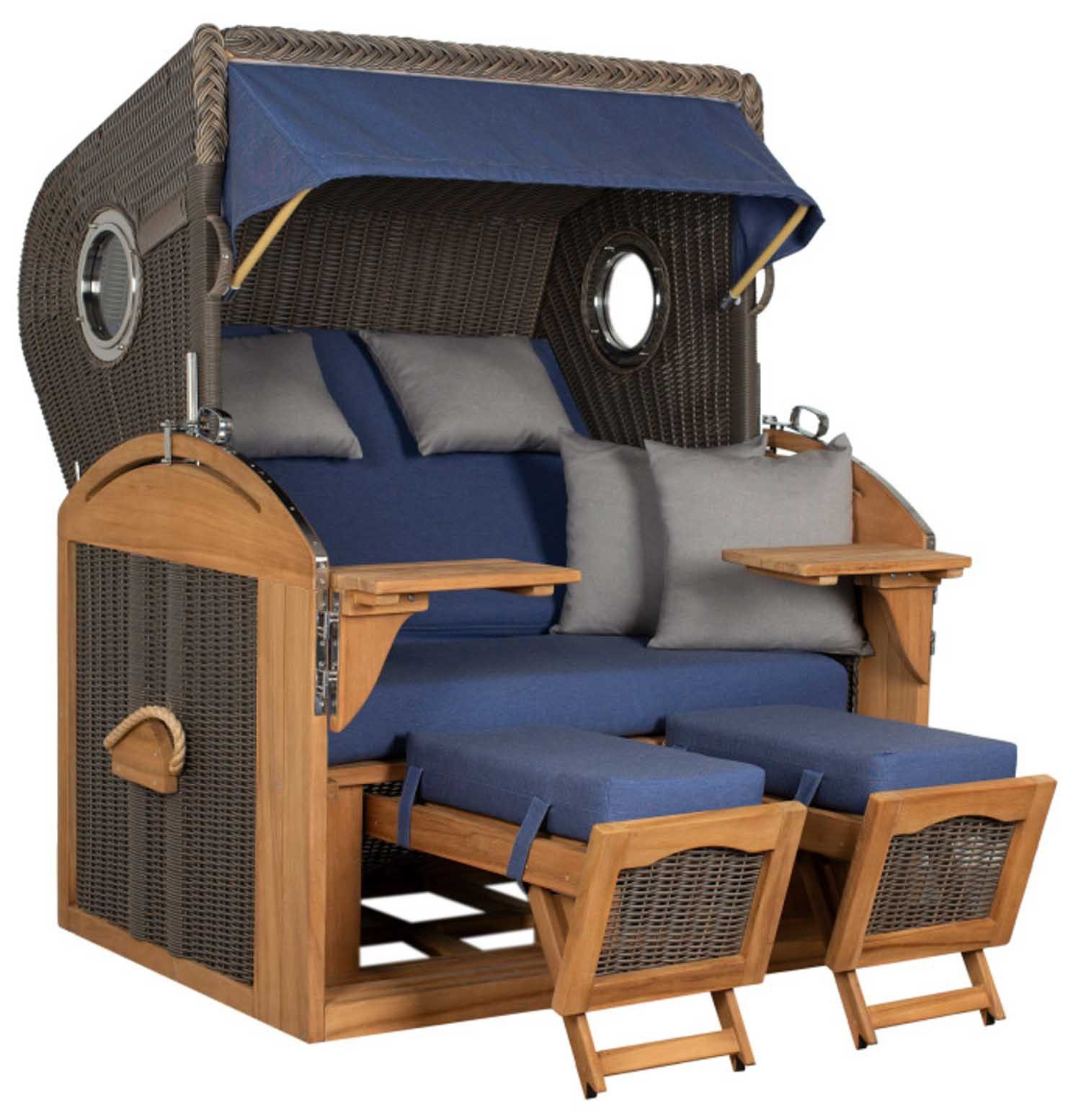 Strandkorb Schillig XL Bullauge Teak PE Grey Dessin 595
