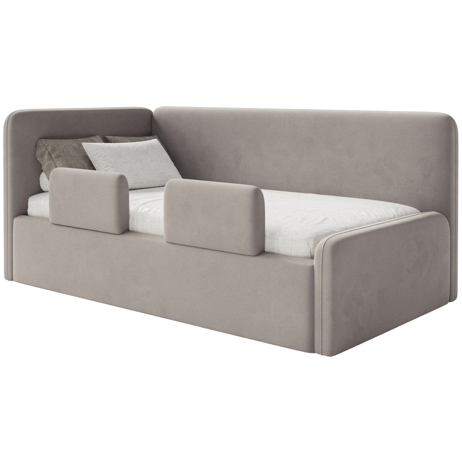 Selsey Kinderbett FANKO, Kinderbett mit Kopfteil, Rausfallschutz, Samt, 90x200 cm