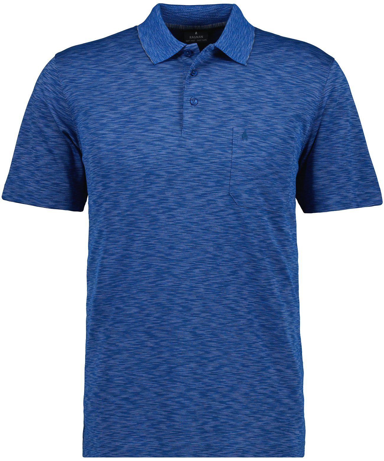 mit Poloshirt Softknit-Polo Flamm-Optik RAGMAN blau