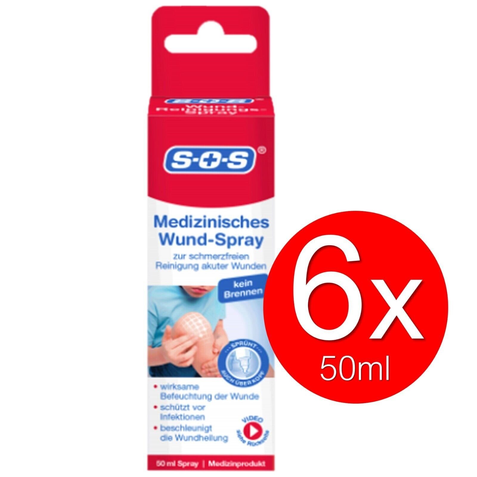 SOS Wundpflaster Medizinisches Wund-Spray Set Wundreinigung Verletzungen (heilt Wunden oder offene Stellen, 6 St., Wund Spray Set, Reinigt, schütz und Desinfiziert, sofortwirkung), Wundheilung Heilung