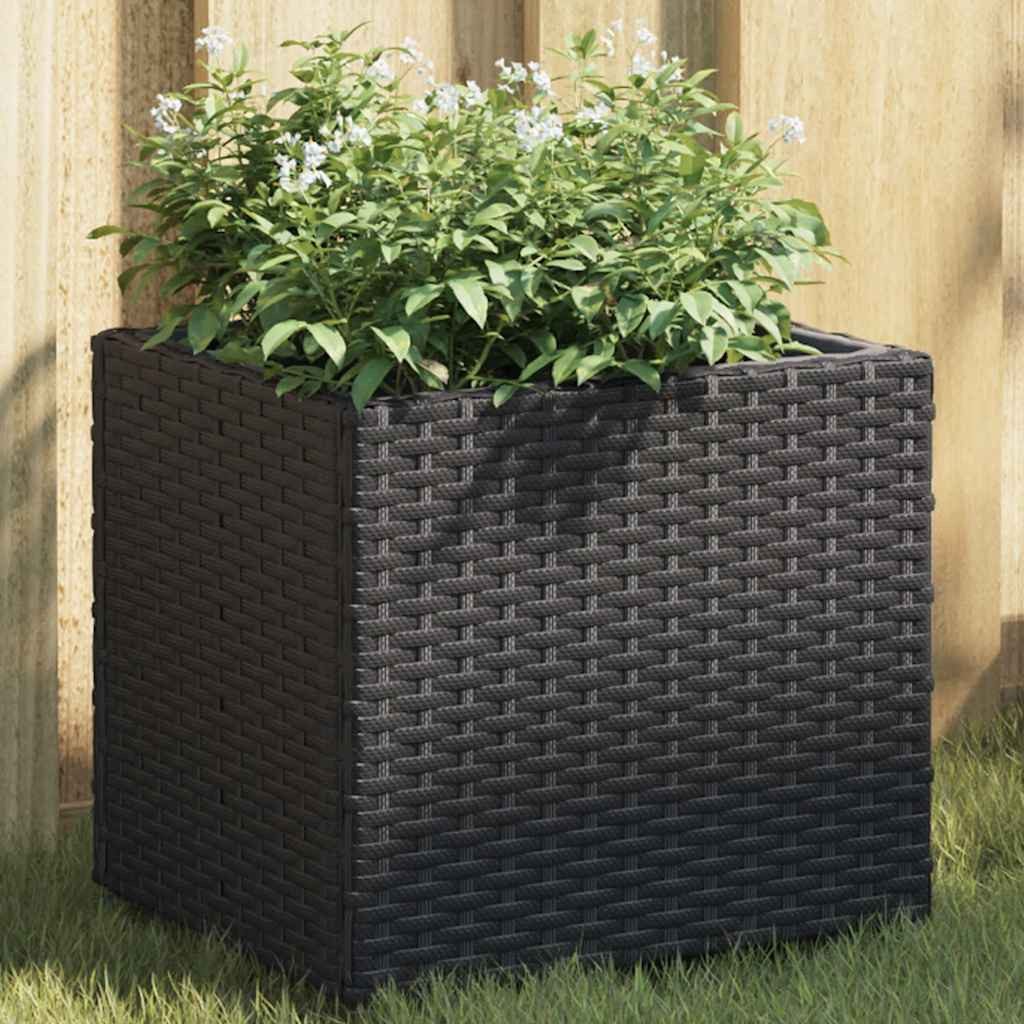 vidaXL Blumentopf Pflanzkübel 2 Stk. Schwarz 36x30x32 cm Poly Rattan (2 St)