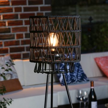 MARELIDA LED Außen-Stehlampe LED Solar Stehlampe 1,32m Kunststoffseil Solarleuchte Terrasse Balkon, LED Classic, warmweiß (2100K bis 3000K)