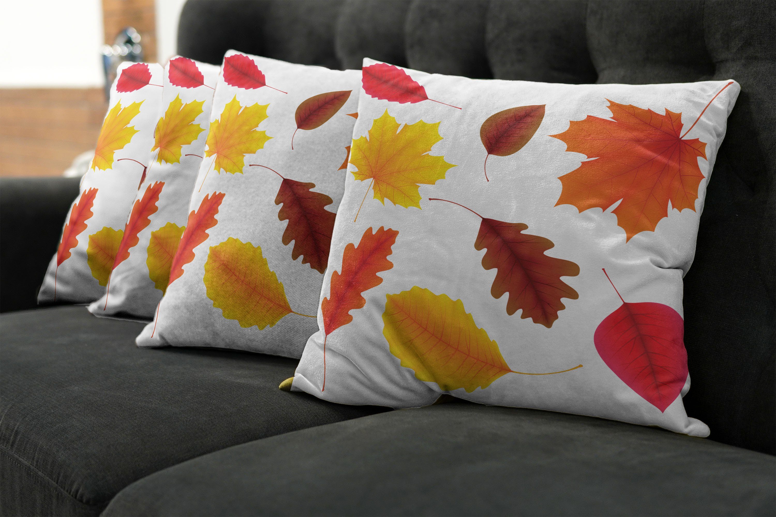 Abakuhaus (4 Kissenbezüge Blätter Stück), Modern Doppelseitiger Herbst-Laub Accent Flora Digitaldruck,