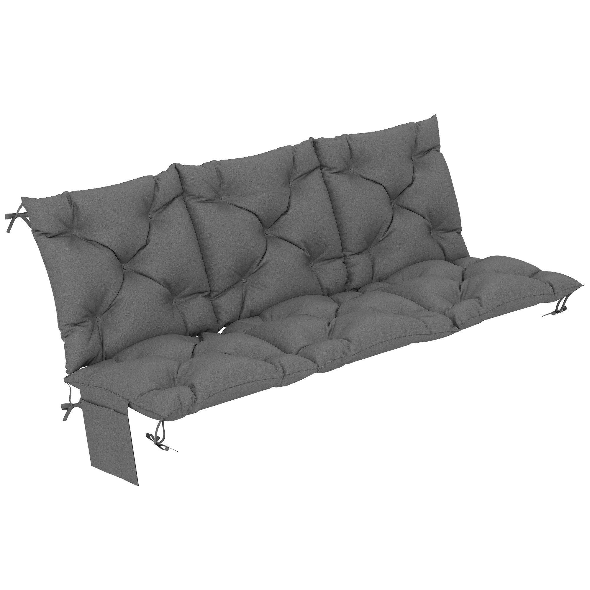 Outsunny Bankauflage Sitzkissen mit Rückenlehne, (Bankkissen, 1 St., Sitzauflage), wasserabweisend, UV30+ Schutz, Seitentasche, 8 Bänder