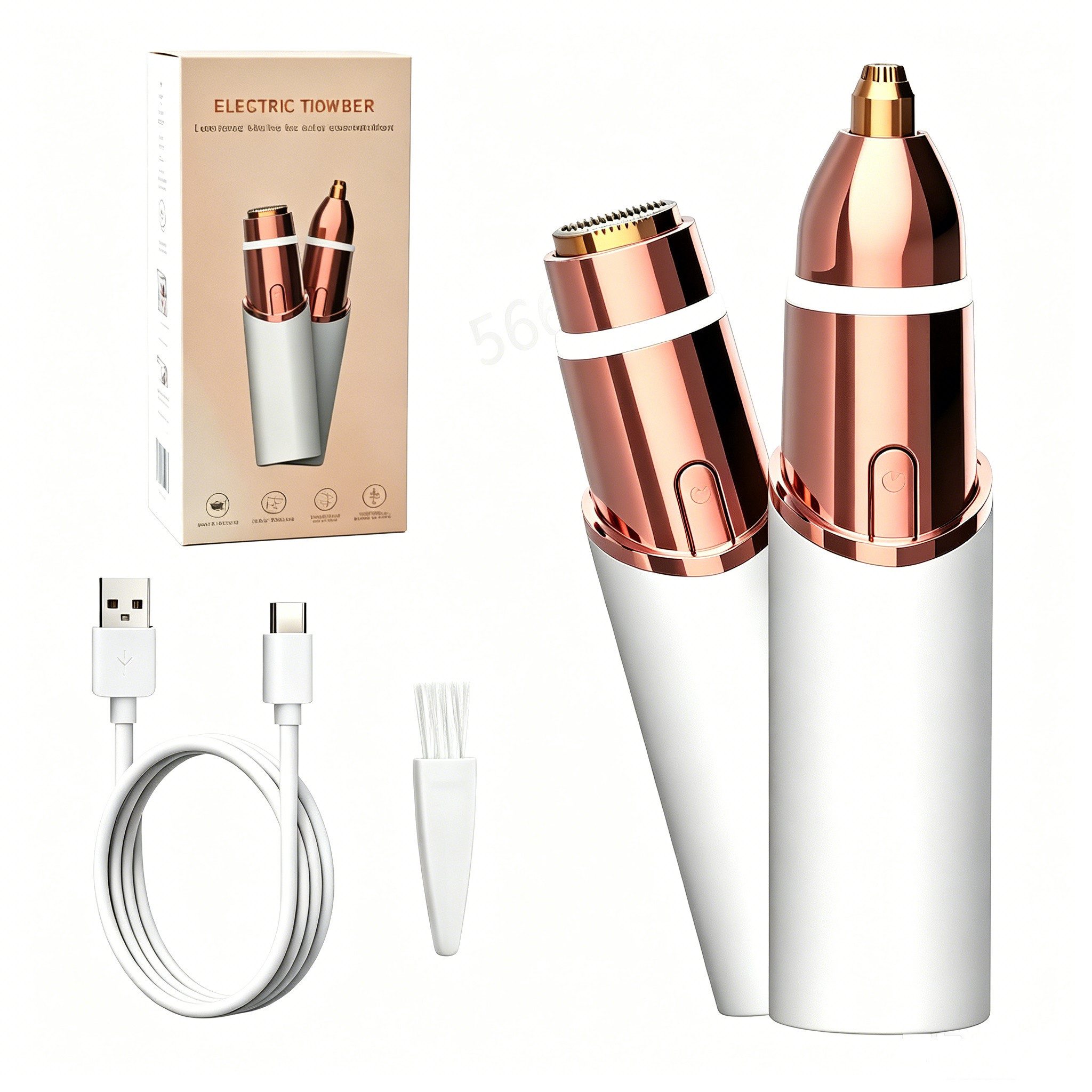 inschimmer Gesichtsepilierer Augenbrauen-Gesichtstrimmer 2 in 1 mit LED-Licht Wiederaufladbare