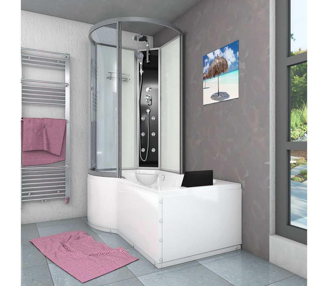 Thumbnail - AcquaVapore Grossraumdusche Wanne Dusche Kombination Weiß K50-R00 100x170, Sicherheitsglas ESG, inklusive Duschwanne, Ru...