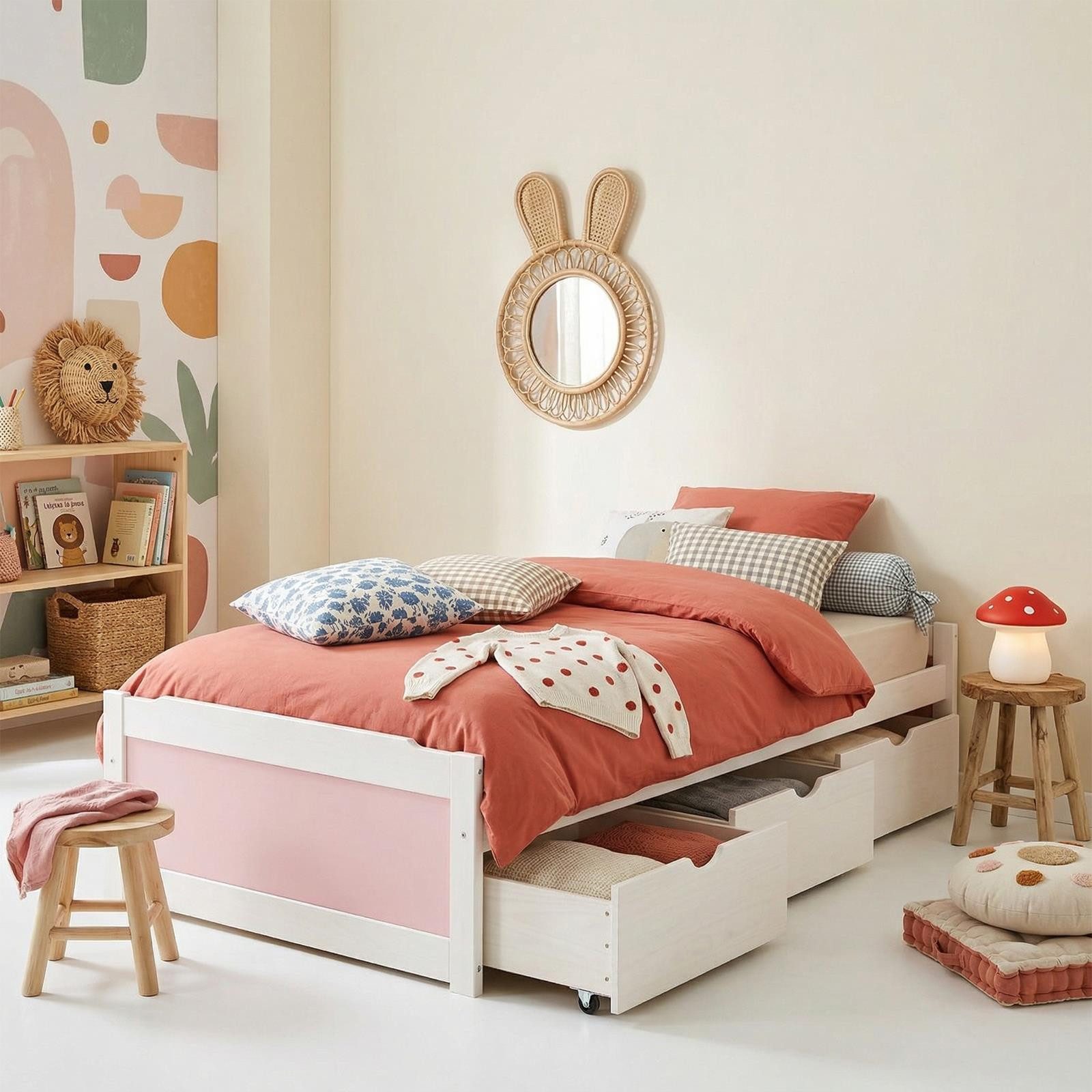 IDIMEX Funktionsbett MIA, Bett mit Stauraum Jugendbett Funktionsbett Gästebett Tagesbett Kinderb