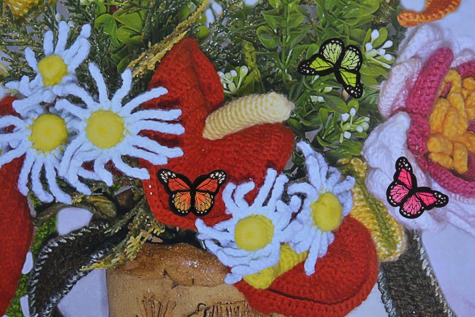 maDDma Aufnäher 3 Schmetterling Aufbügler bestickt Farb-/ Größenwahl, Polyester, Polyethylen Schicht, 46 x 78 mm pink