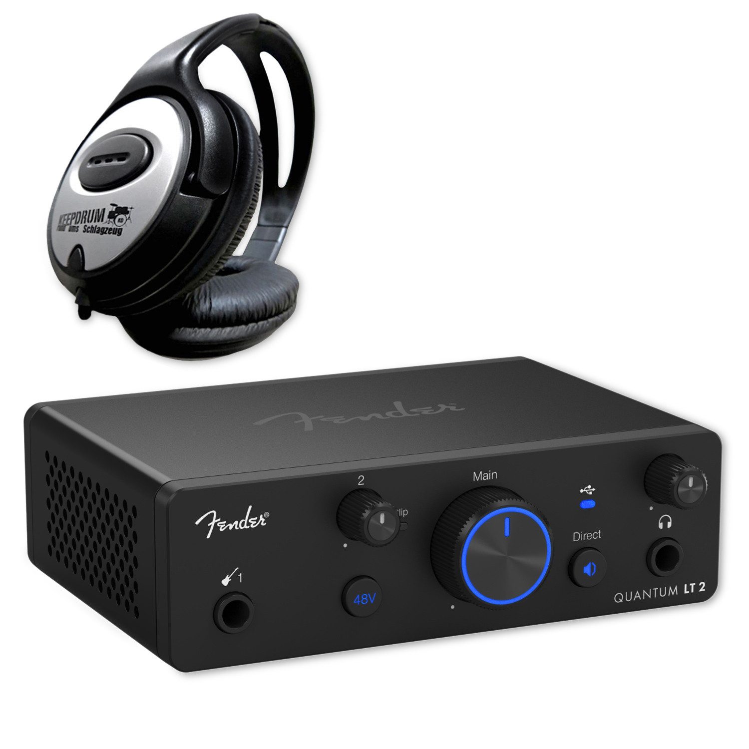 Fender Fender Audio-Interface Quantum LT 2 2-Kanal mit Kopfhörer Digitales Aufnahmegerät (Vorteils-Set mit Kopfhörer)