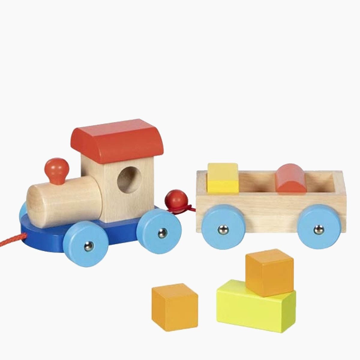 goki Spielzeug-Eisenbahn Zug Marseille, (Spar-Set, 7-tlg., packung), Hinterherziehen, stapeln, beladen