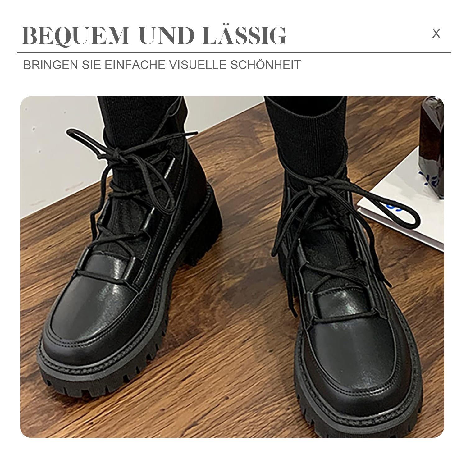Schwarz Boots, Stiefelette, Biker Stiefel Daisred Sohle Ankle Chunky