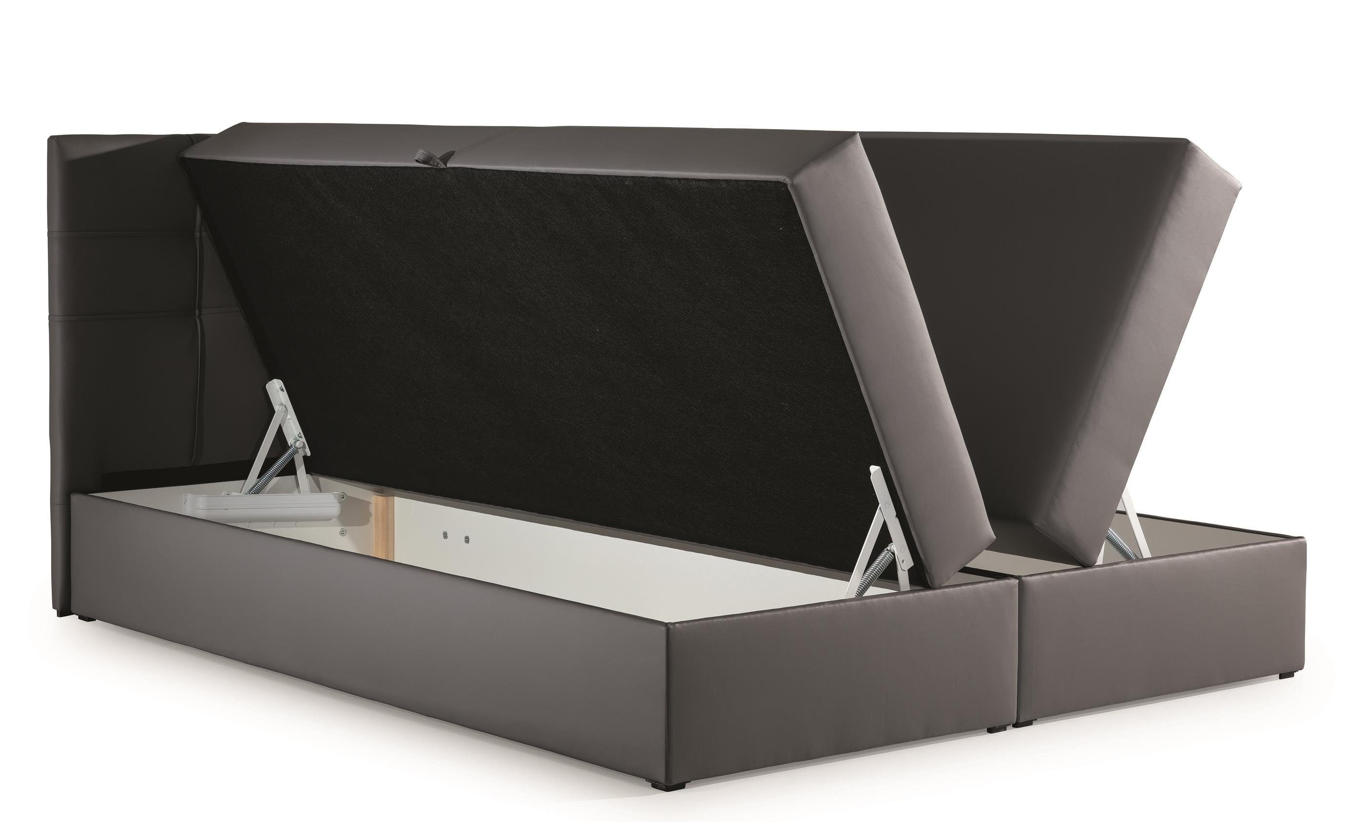 54 der Hellgrau cm Boxspringbett Furnix 140-180x200 tiefen 5 Bettkasten Liegefläche: und 2 + Auswahl, mit TREZO Topper Höhe