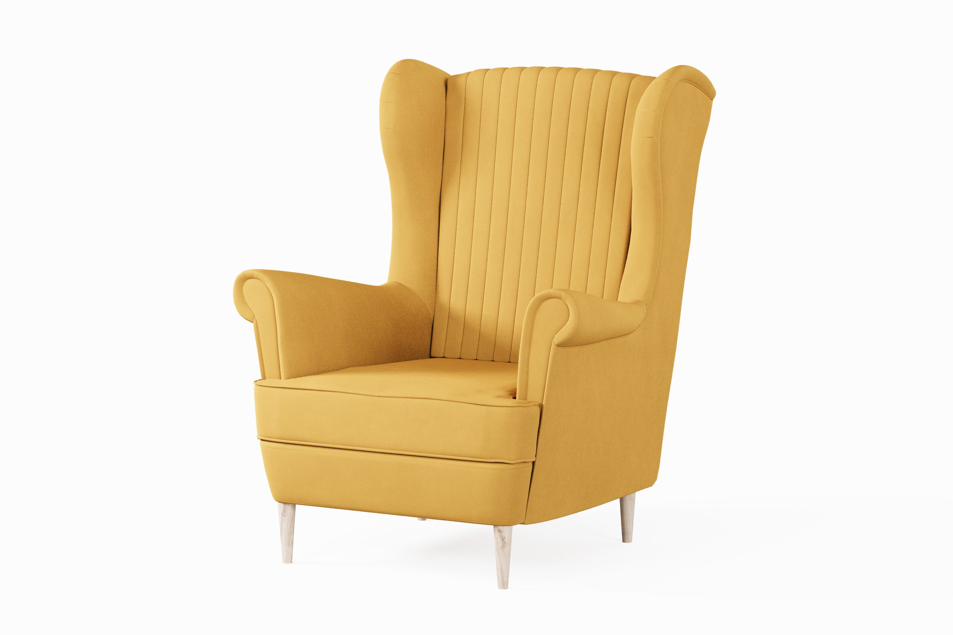 MOEBLO Ohrensessel COMFY SESSEL mit oder ohne Hocker (Polstersessel aus Samtstoff Wohnzimmersessel mit/ohne Hocker Ohrenbacksessel), Sessel mit optionalem Hocker