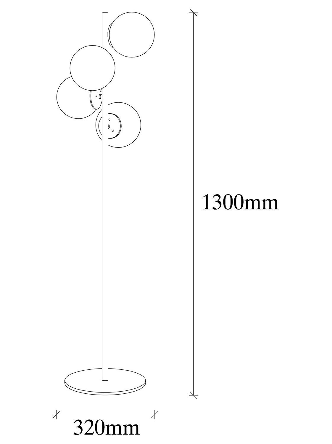 32x32x130cm, Feldmann-Wohnen 4 Faze, kugelförmige transparent Stehlampe Lampenschirme