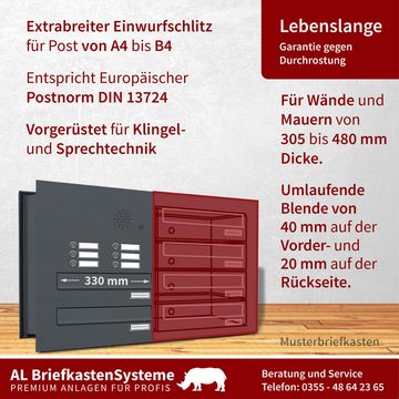 AL Briefkastensysteme Durchwurfbriefkasten 4 Fach Premium Briefkasten A4 in RAL 7016 Anthrazit Grau wetterfest