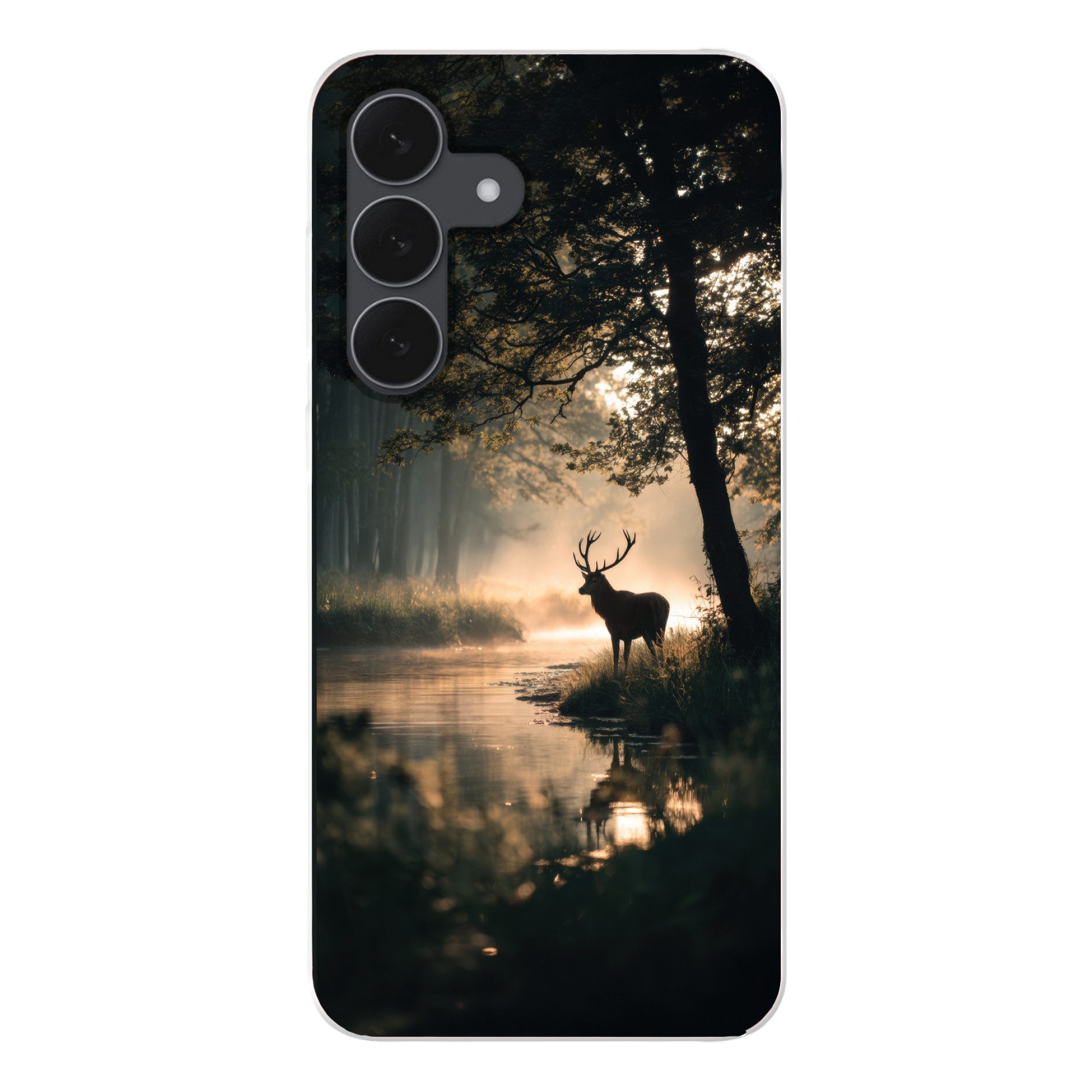 Handyhülle für Samsung Galaxy S25 FE Hirsche - Waldbach - Mystisch