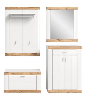 ebuy24 Kleiderschrank Laredo Garderobenmöbel Set 4 Teile matt weiß, weiß