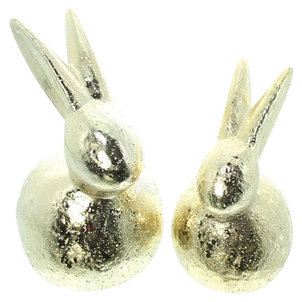Osterfigur Osterhase Gold Osterdeko Figur Porzellan Ostern 2er Set