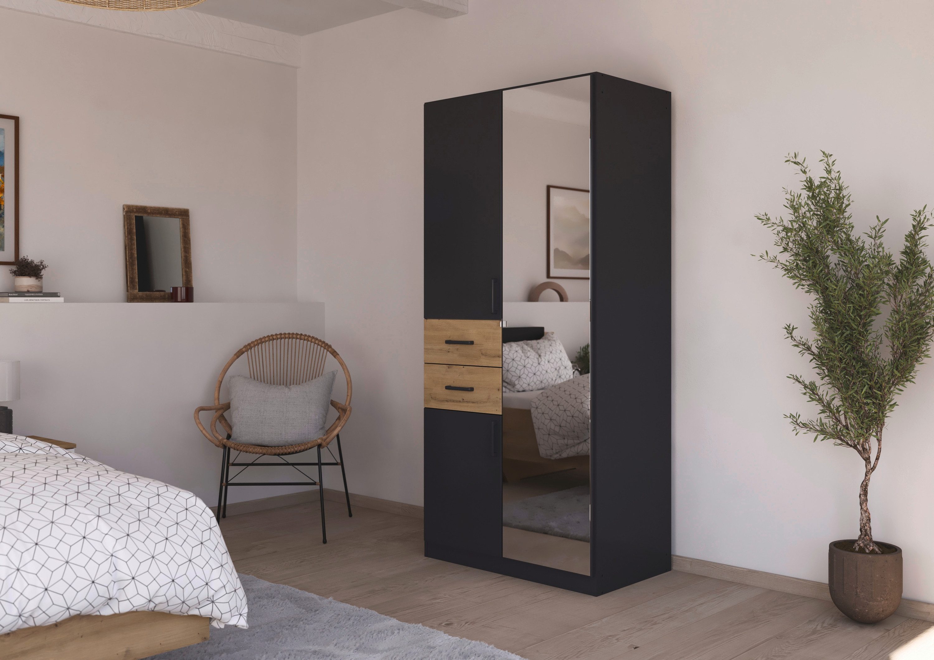 rauch Drehtürenschrank "Maika" mit Spiegel, 2 Schubladen, in verschiedenen günstig online kaufen