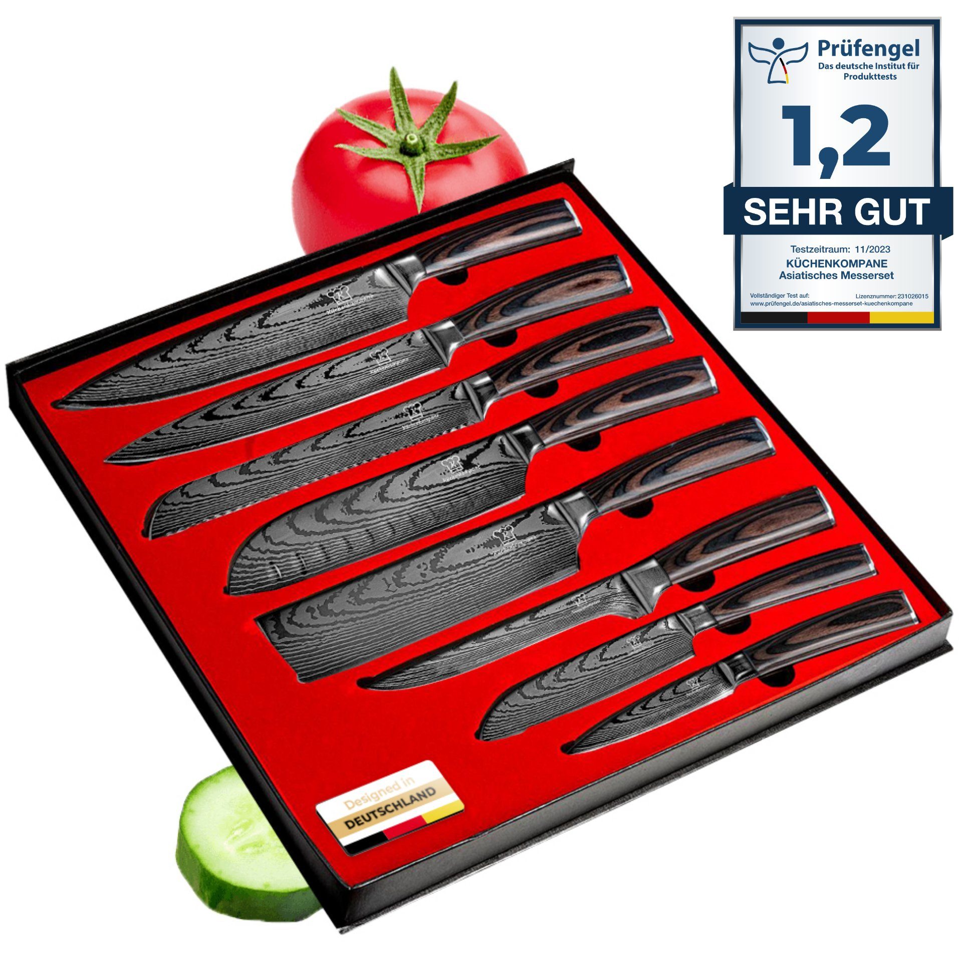 Küchenkompane Messer-Set Asiatisches Edelstahl Messerset - 8-teiliges Кухонні ножі Set (8-tlg)
