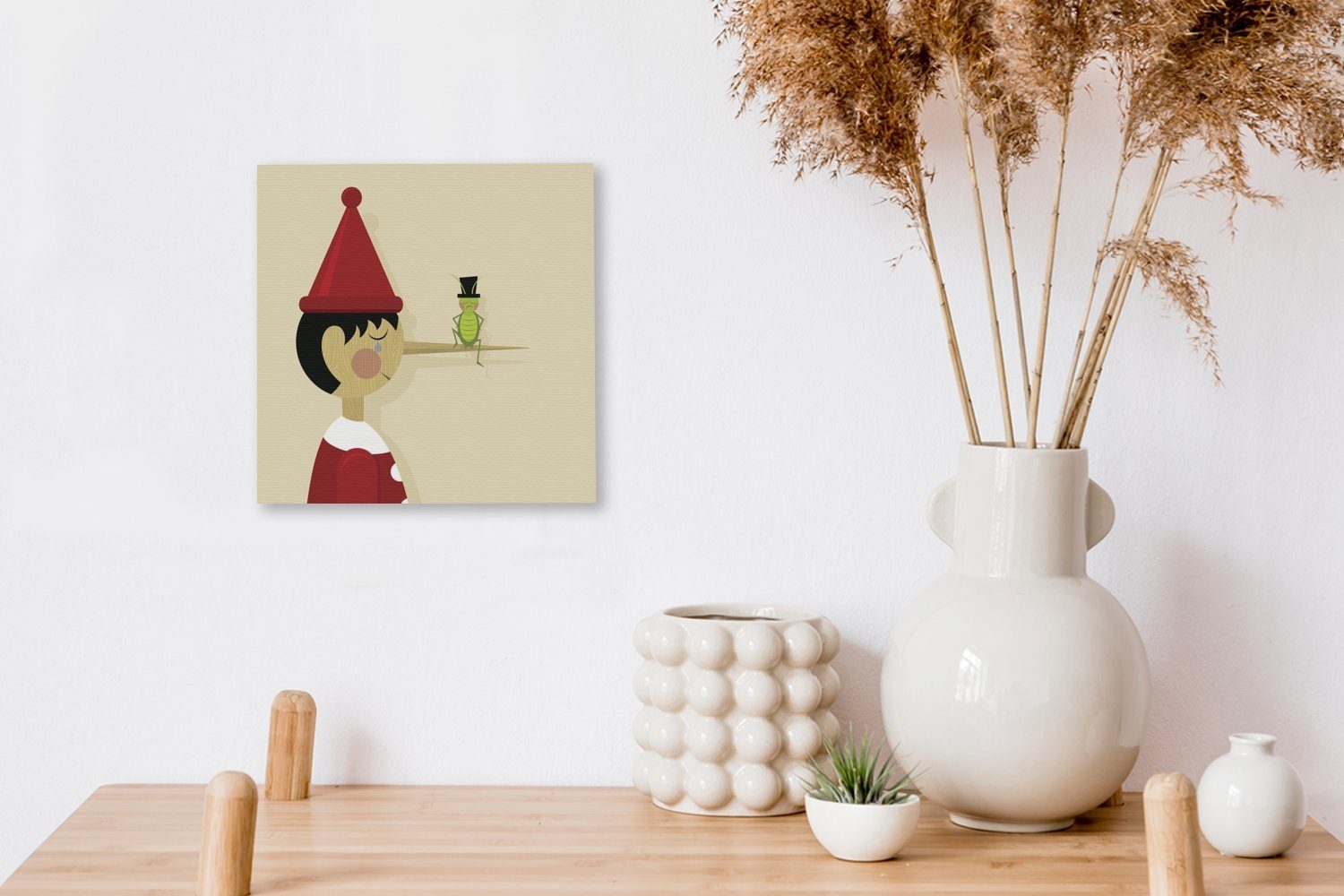 Illustration sprechenden Bilder OneMillionCanvasses® Eine und für Grille, Schlafzimmer (1 St), der Leinwandbild Leinwand Wohnzimmer von Pinocchio